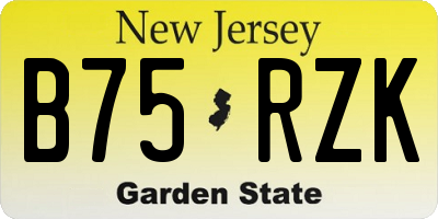 NJ license plate B75RZK