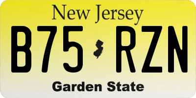 NJ license plate B75RZN