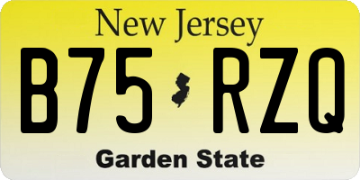 NJ license plate B75RZQ