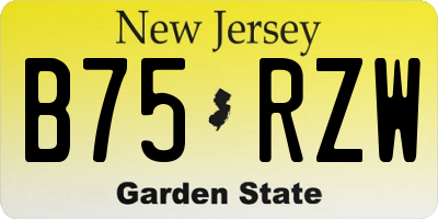 NJ license plate B75RZW