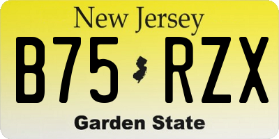 NJ license plate B75RZX