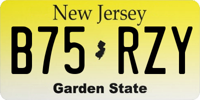 NJ license plate B75RZY