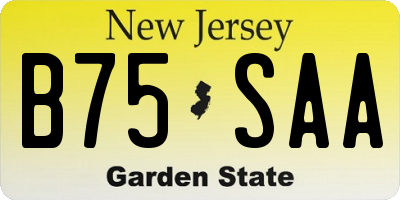 NJ license plate B75SAA