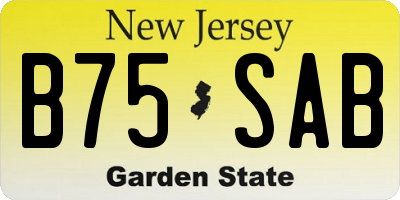 NJ license plate B75SAB