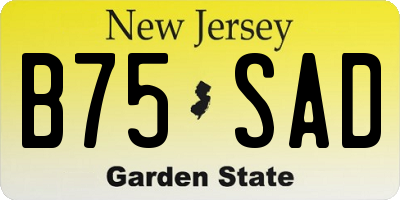 NJ license plate B75SAD