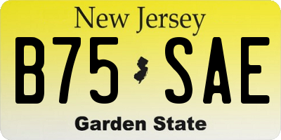 NJ license plate B75SAE