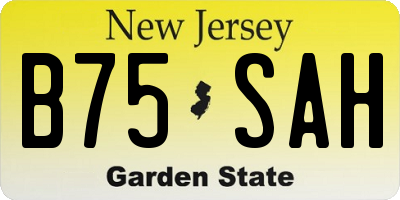 NJ license plate B75SAH