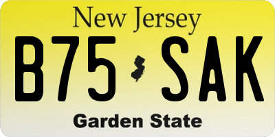 NJ license plate B75SAK