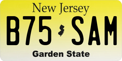 NJ license plate B75SAM