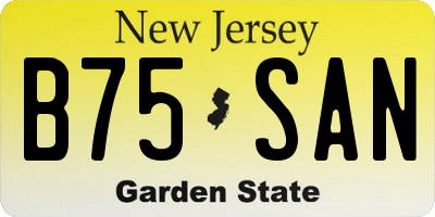 NJ license plate B75SAN