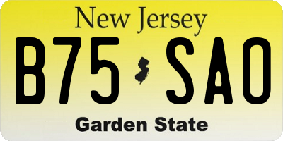 NJ license plate B75SAO