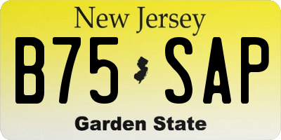 NJ license plate B75SAP