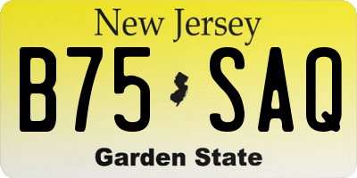NJ license plate B75SAQ