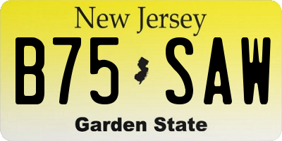NJ license plate B75SAW