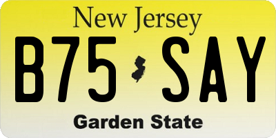 NJ license plate B75SAY