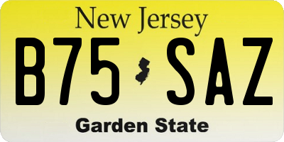 NJ license plate B75SAZ
