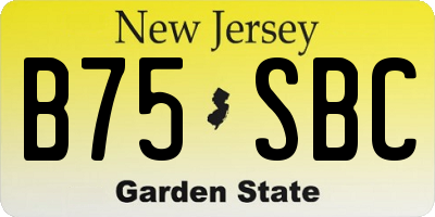 NJ license plate B75SBC