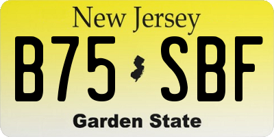 NJ license plate B75SBF