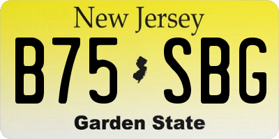 NJ license plate B75SBG