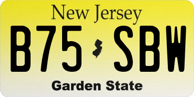 NJ license plate B75SBW