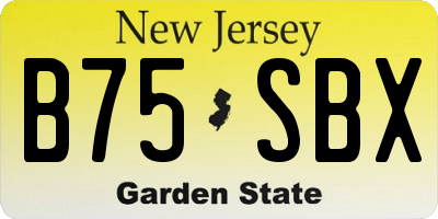 NJ license plate B75SBX