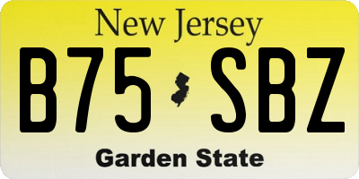 NJ license plate B75SBZ