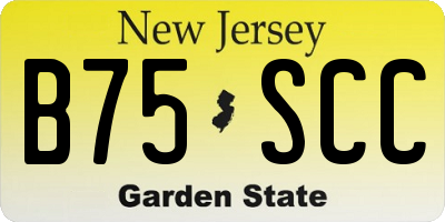 NJ license plate B75SCC