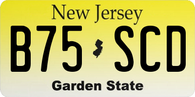 NJ license plate B75SCD