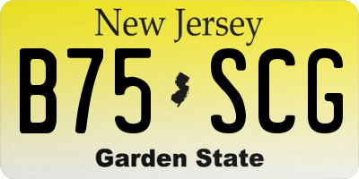 NJ license plate B75SCG