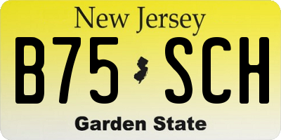 NJ license plate B75SCH