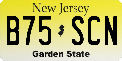 NJ license plate B75SCN