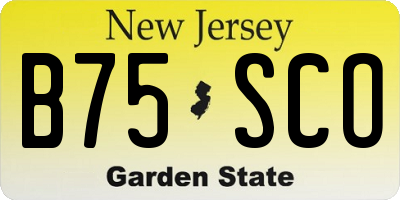 NJ license plate B75SCO