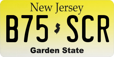 NJ license plate B75SCR
