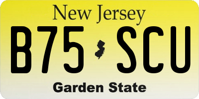 NJ license plate B75SCU