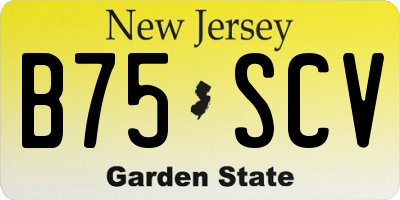 NJ license plate B75SCV