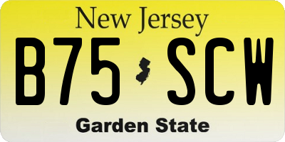 NJ license plate B75SCW
