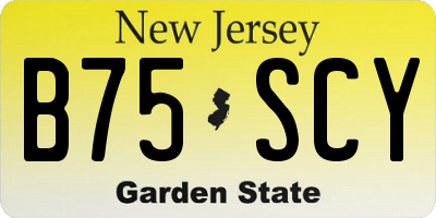 NJ license plate B75SCY