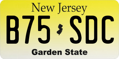 NJ license plate B75SDC