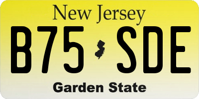 NJ license plate B75SDE