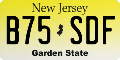 NJ license plate B75SDF