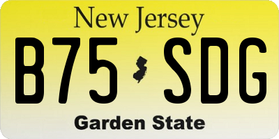NJ license plate B75SDG