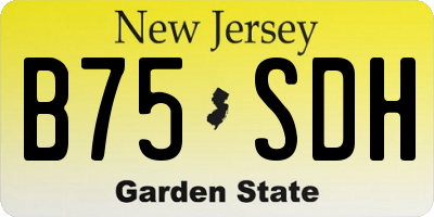 NJ license plate B75SDH