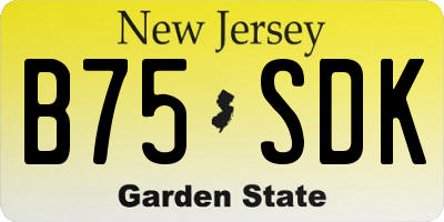 NJ license plate B75SDK