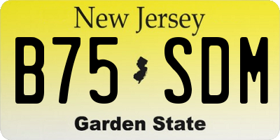 NJ license plate B75SDM