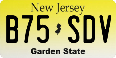 NJ license plate B75SDV