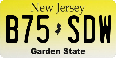 NJ license plate B75SDW
