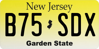 NJ license plate B75SDX