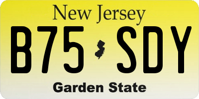 NJ license plate B75SDY