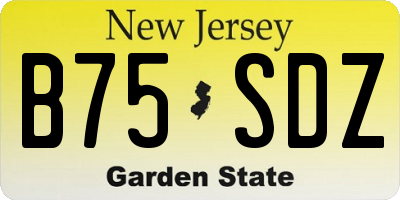 NJ license plate B75SDZ