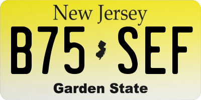 NJ license plate B75SEF